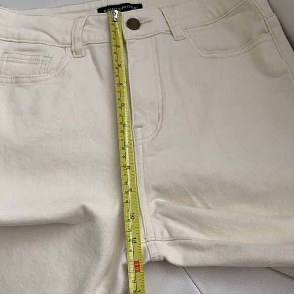 Boston Proper Women's High Rise Cream Jeans with Gold Brown Tan Accents Size 6 - Picture 6 of 10